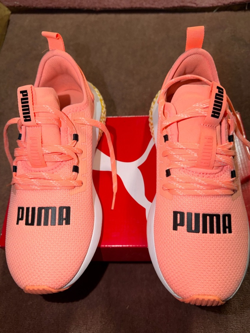 Puma Kids' Coral-Orange Knit Sneakers